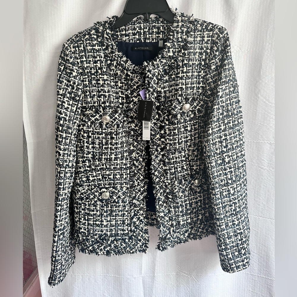 Elietahari nwt noir/eclipse/ivory blazer